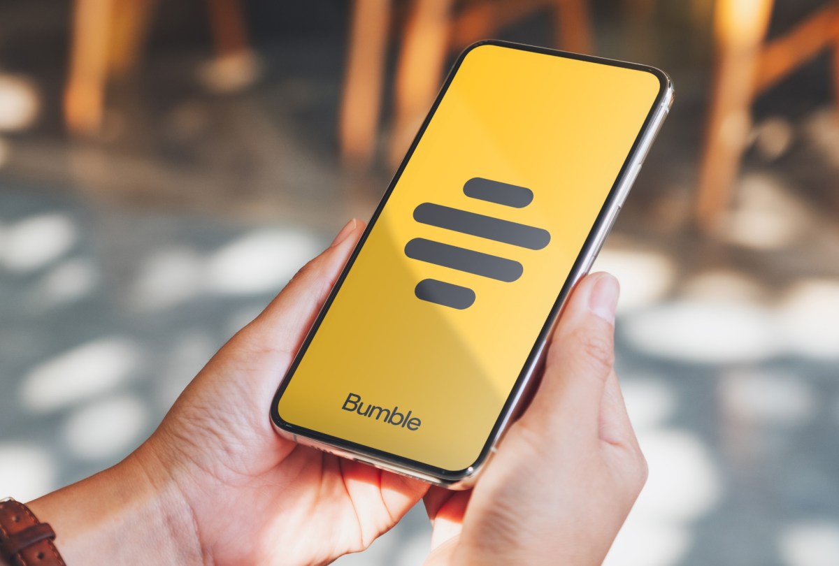 Bumble logo on smartphone screen