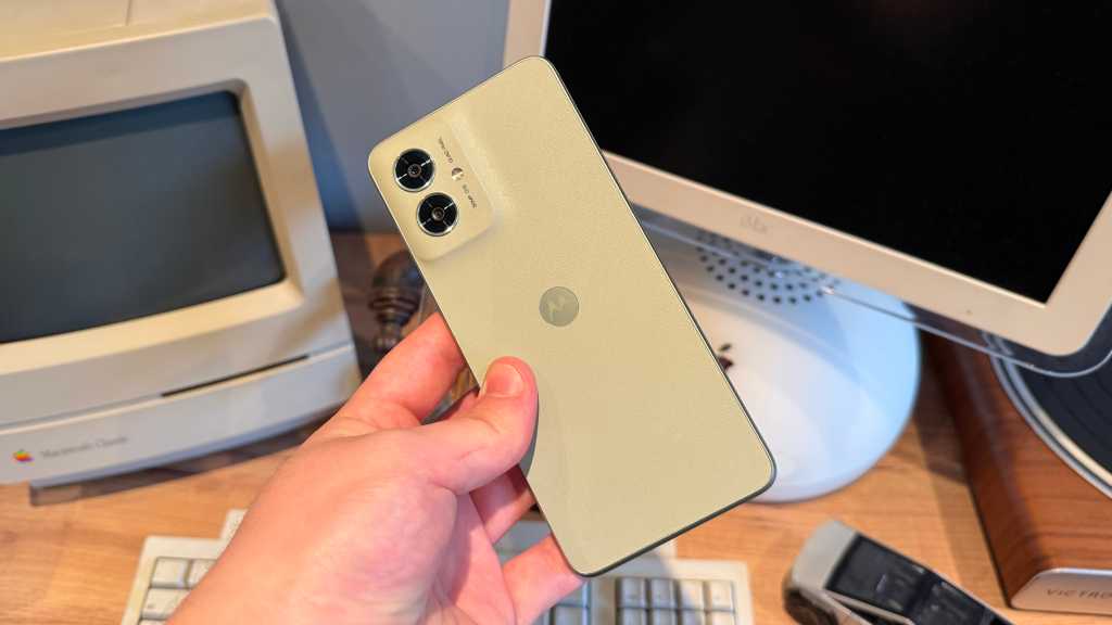 Moto G55 Rear panel at an angle