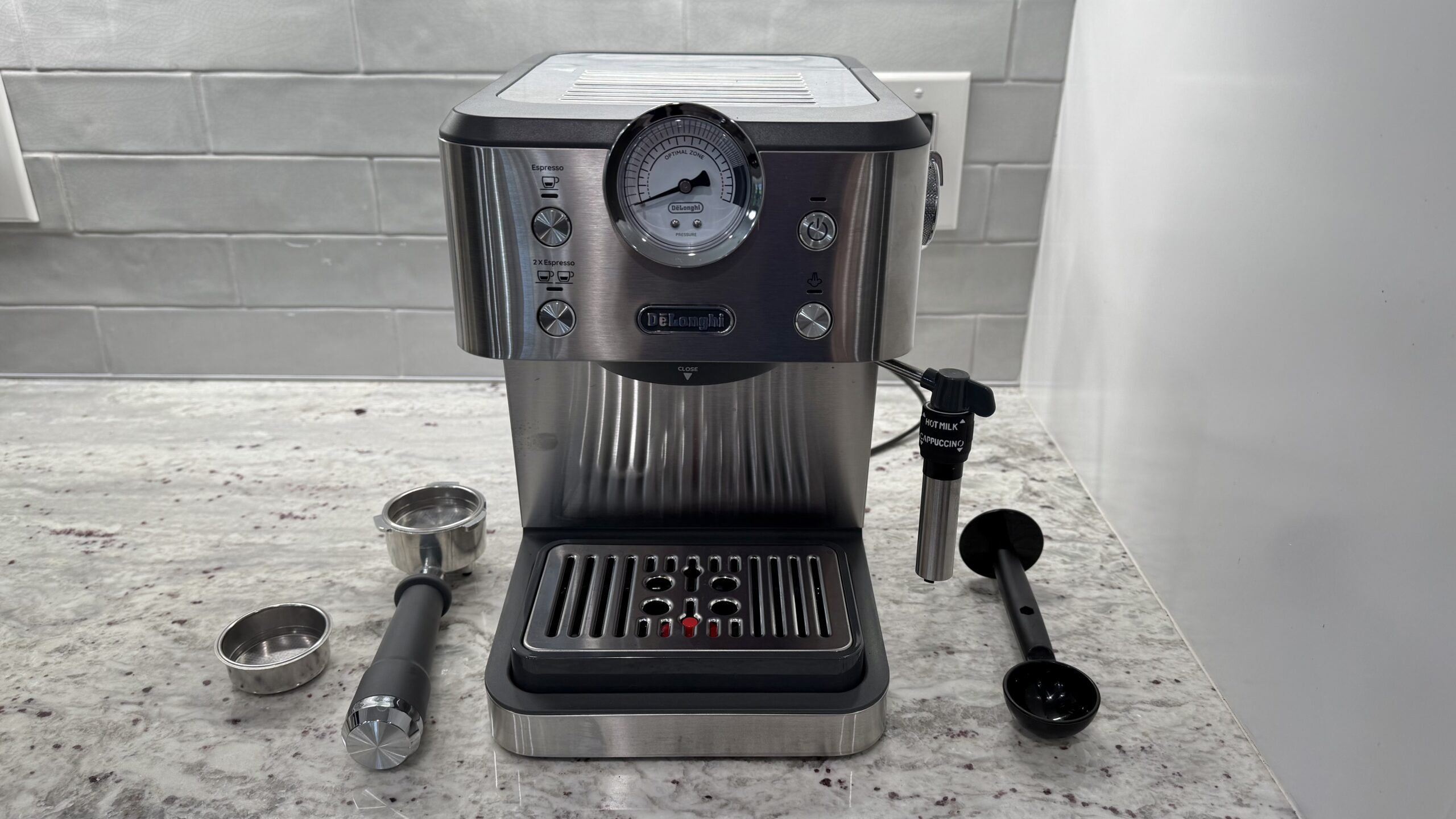 DeLonghi Linea Classic Espresso Machine on counter