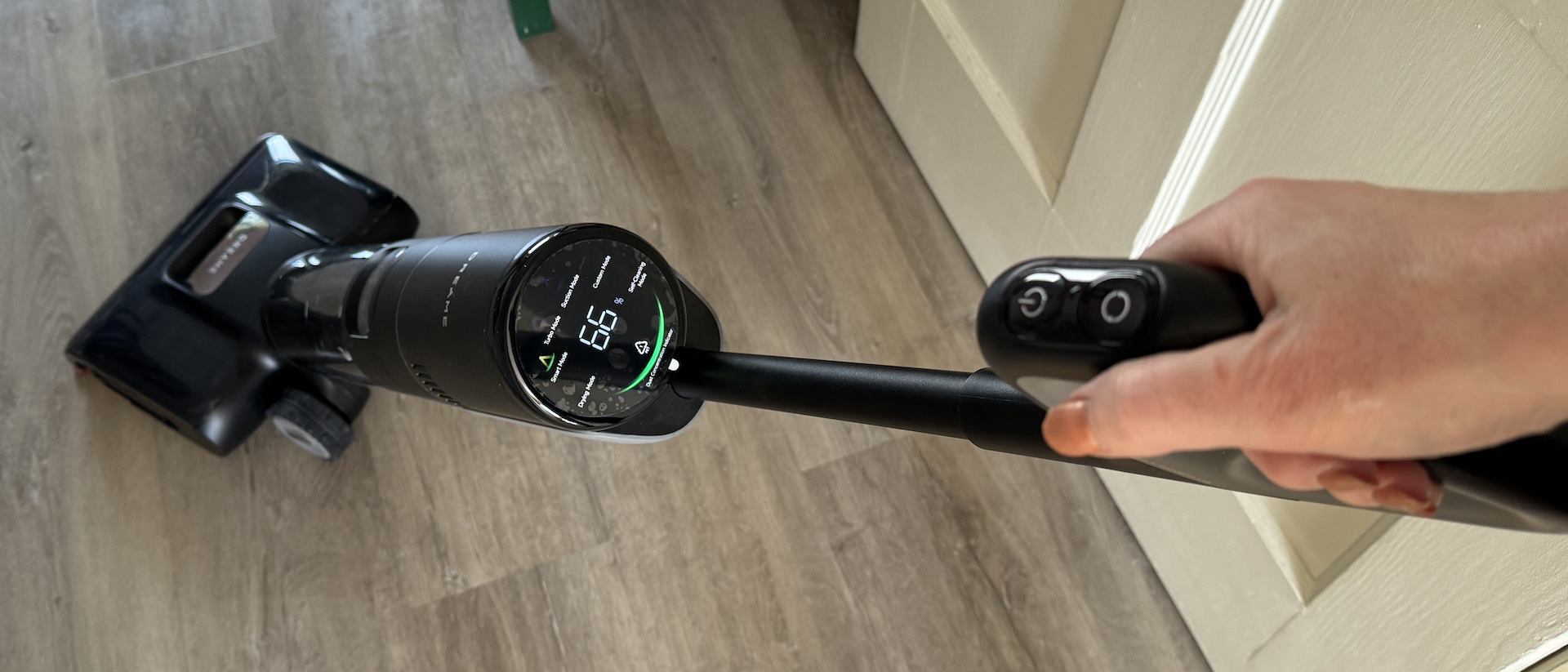 Dreame H15 Pro wet and dry vacuum being used by reviewer
