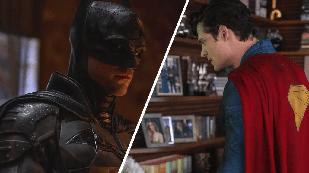 Robert Pattinson as Batman and David Corenswent as Superman